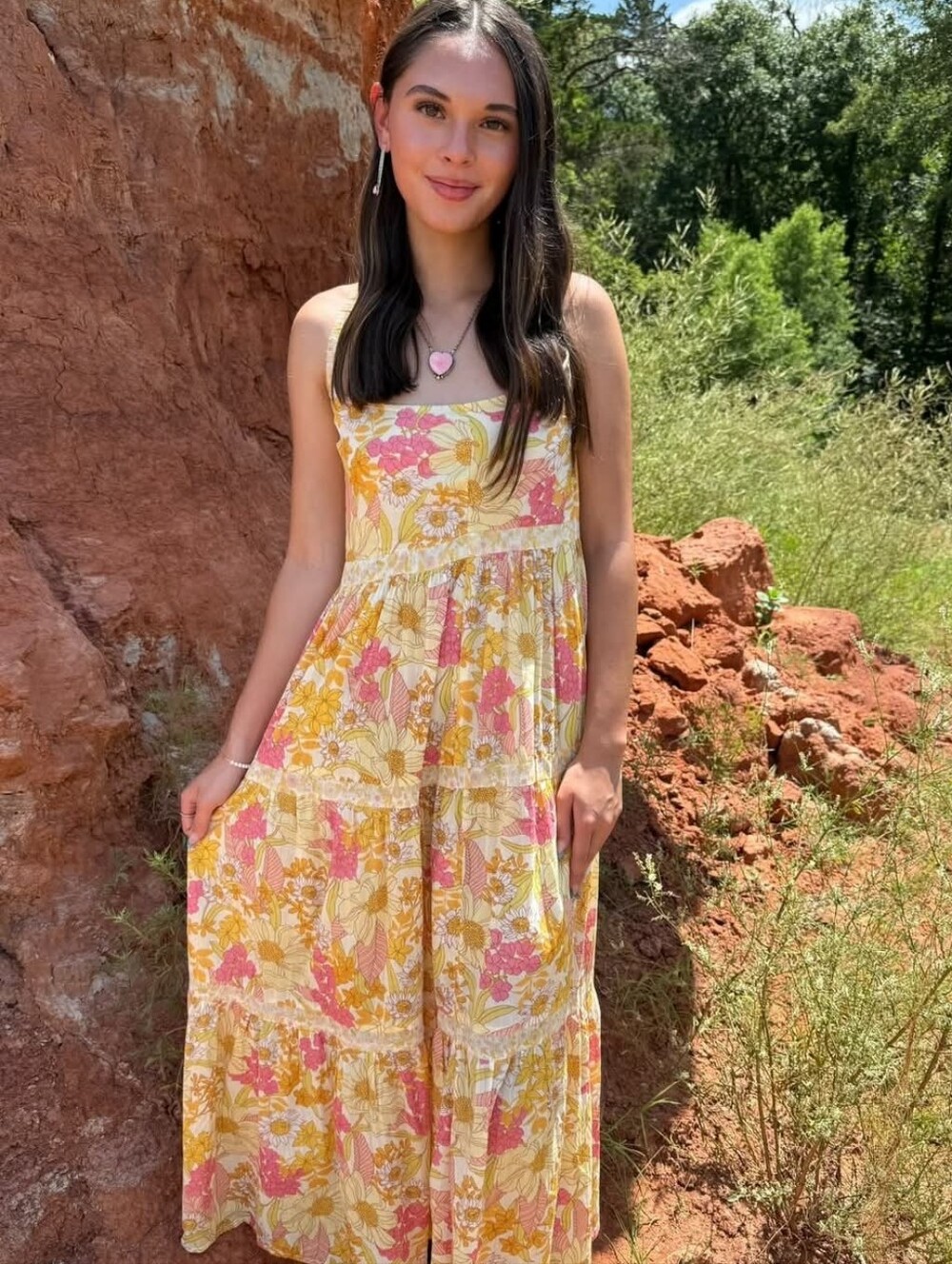 M American Eagle Scoop Back Sundress Flowy Floral Boardwalk Midi Dress With Hat - Picture 7 of 10